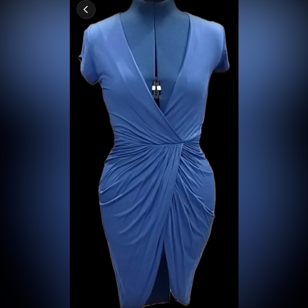 Lulu's Chic Blue Tulip Wrap Dress
